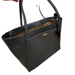 Tumi brushed canvas navy blue voyager tote